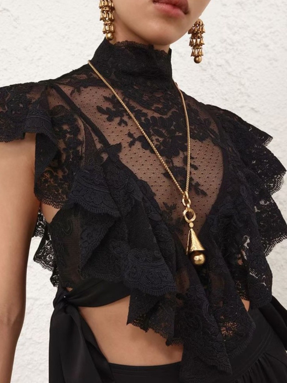 Zimmermann Black Lace Sheer Detail Top